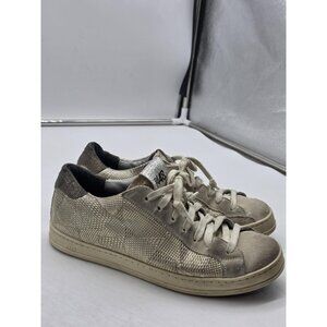 P448 Shoes Womens Size 6 EU 36 Gold Metallic Suede Low Top Made in Italy